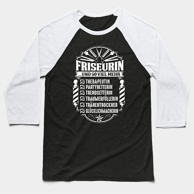 Friseur Friseur Friseur Friseur Friseur Barbershop Baseball T-Shirt by Pummli